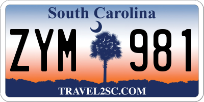 SC license plate ZYM981