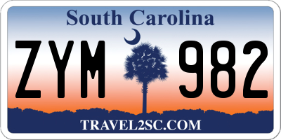 SC license plate ZYM982