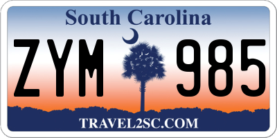 SC license plate ZYM985