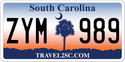 SC license plate ZYM989
