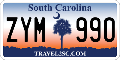 SC license plate ZYM990