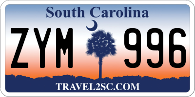 SC license plate ZYM996