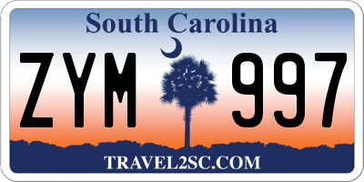 SC license plate ZYM997