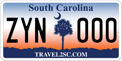 SC license plate ZYN000