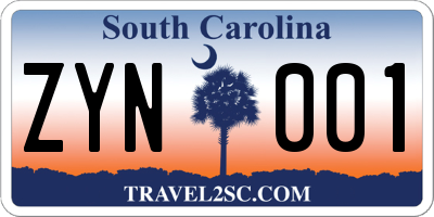 SC license plate ZYN001