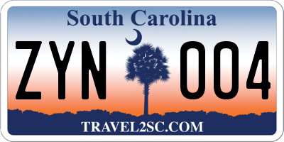 SC license plate ZYN004