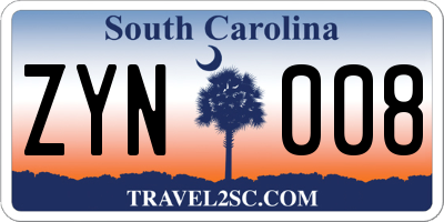 SC license plate ZYN008