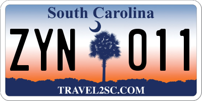 SC license plate ZYN011