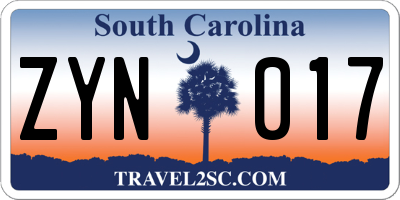 SC license plate ZYN017