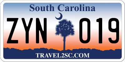 SC license plate ZYN019
