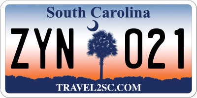 SC license plate ZYN021