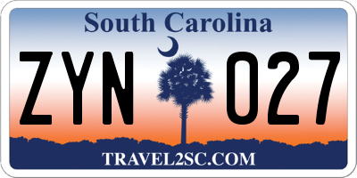 SC license plate ZYN027