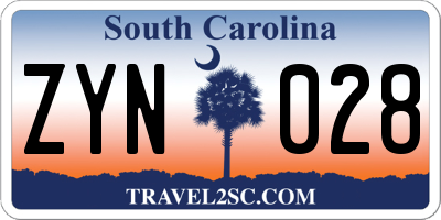 SC license plate ZYN028