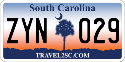 SC license plate ZYN029