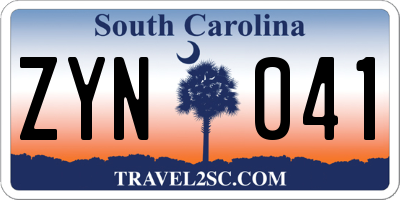 SC license plate ZYN041