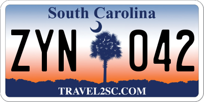 SC license plate ZYN042