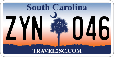 SC license plate ZYN046
