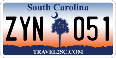 SC license plate ZYN051