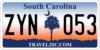 SC license plate ZYN053