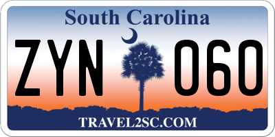 SC license plate ZYN060