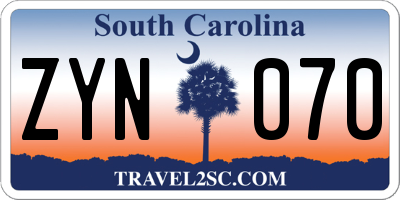 SC license plate ZYN070