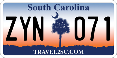 SC license plate ZYN071