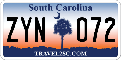 SC license plate ZYN072