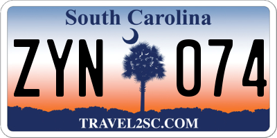 SC license plate ZYN074