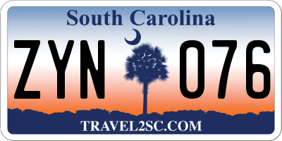 SC license plate ZYN076