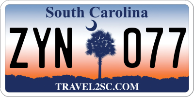SC license plate ZYN077