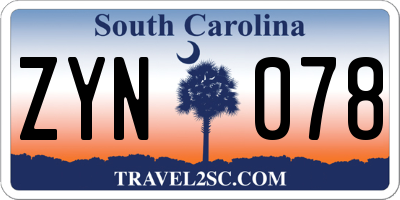 SC license plate ZYN078