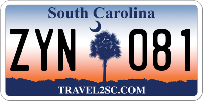 SC license plate ZYN081
