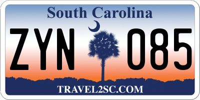 SC license plate ZYN085