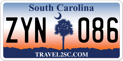 SC license plate ZYN086