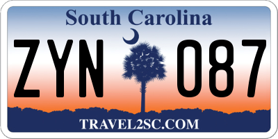 SC license plate ZYN087