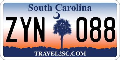 SC license plate ZYN088