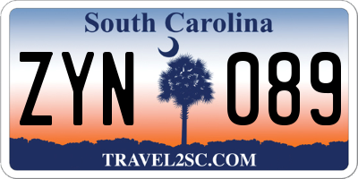 SC license plate ZYN089