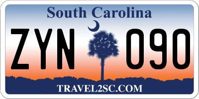 SC license plate ZYN090