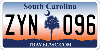 SC license plate ZYN096