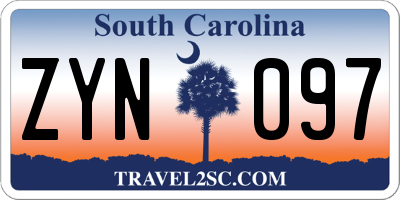 SC license plate ZYN097