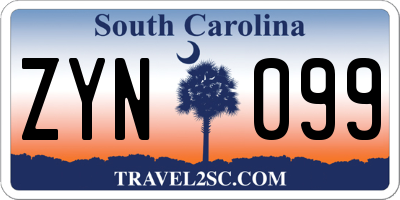SC license plate ZYN099