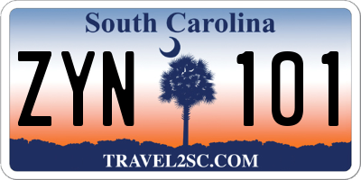 SC license plate ZYN101