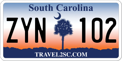 SC license plate ZYN102