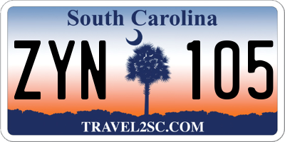 SC license plate ZYN105