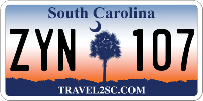 SC license plate ZYN107