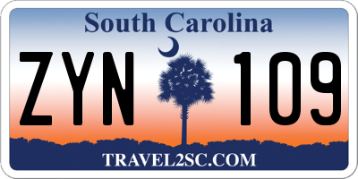 SC license plate ZYN109