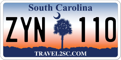 SC license plate ZYN110