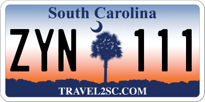 SC license plate ZYN111