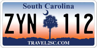 SC license plate ZYN112