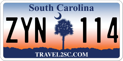 SC license plate ZYN114